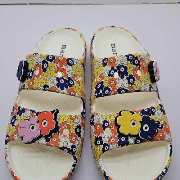 Crocs Marimekko Classic Sandal Slides Floral 70s Hippie W7 M5 Worn 1x - Picture 4 of 7